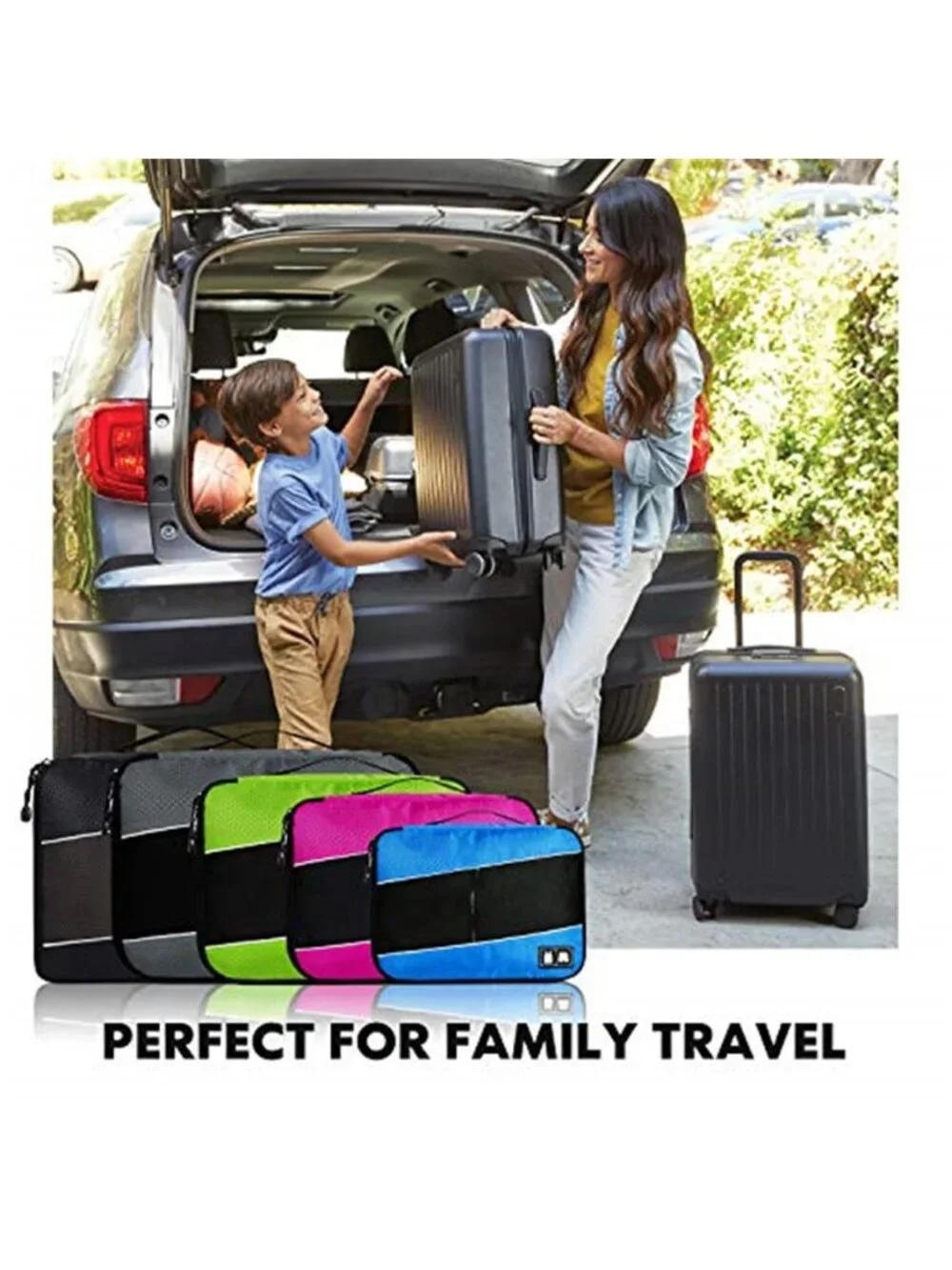 8 Set Packing Cubes Travel Organizer Luggage Bags Grey Blue 8PC Nylon Set